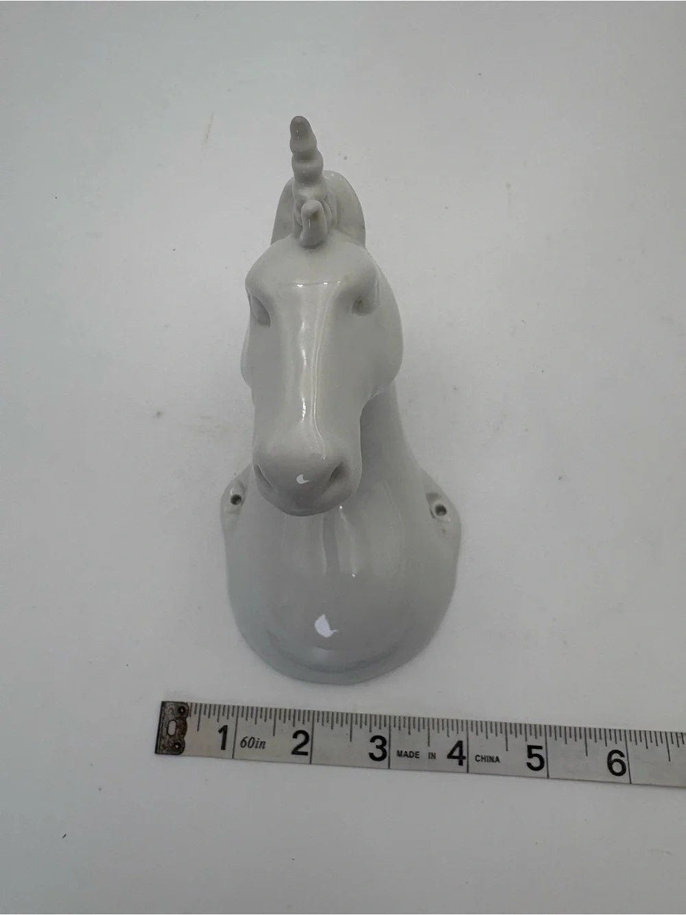 White Glazed Ceramic Unicorn Hook